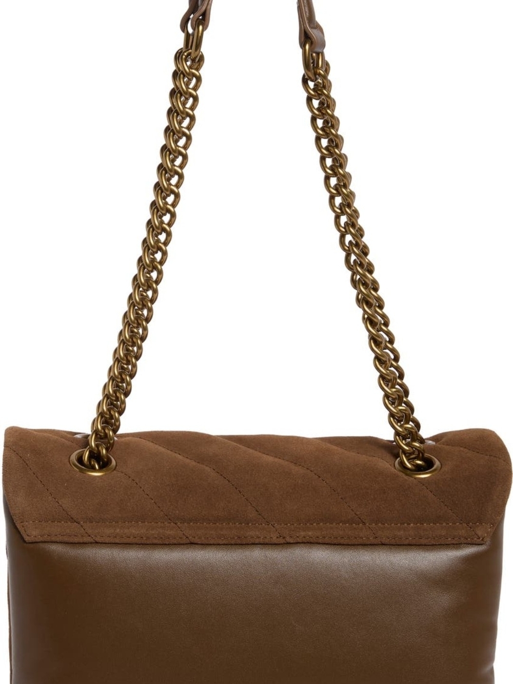 Kurt Geiger Brown Suede & Leather Shoulder Bag with Gold Chain